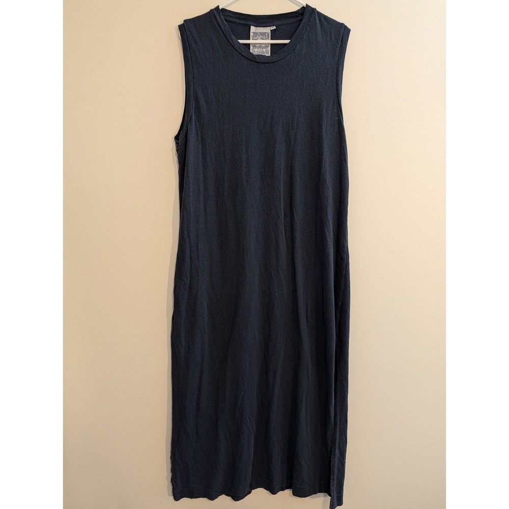 Jungmaven Hermosa Hemp & Organic Cotton Sleeveless Slit Dress Size XL Blue USA